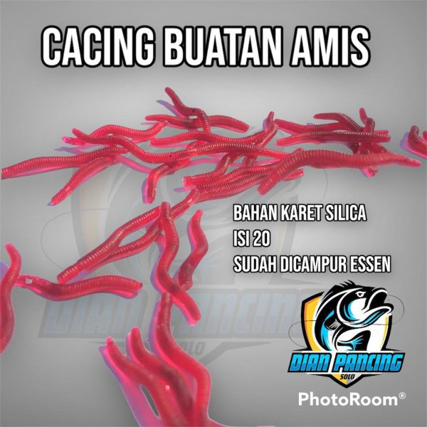 Umpan Pancing Ikan Cacing Buatan aroma Amis Gurih isi 20 pcs