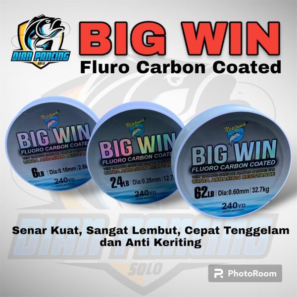 Senar Pancing Neptuna Big Win 240yd Bahan Fluoro Carbon Coated Ikan Joran