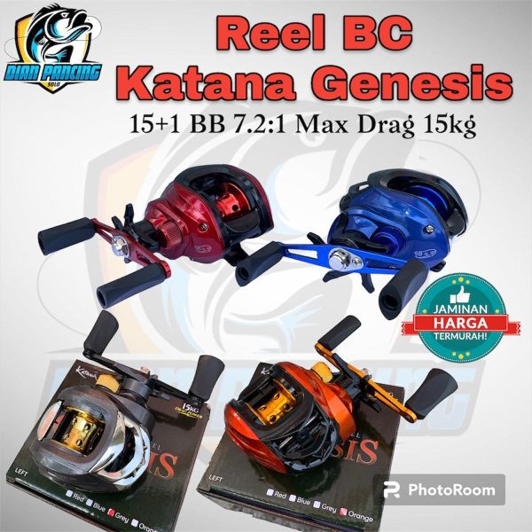 Reel BC Katana Genesis 15+1 BB 7.2:1 Max Drag 15kg Bahan Spull Metal