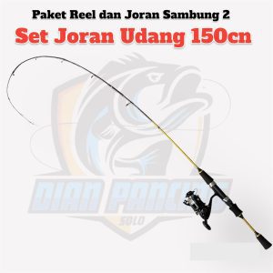 Set Joran Udang sambung 2 Panjang 150cm plus reel Spool Metal