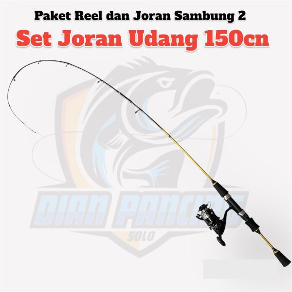 Set Joran Udang sambung 2 Panjang 150cm plus reel Spool Metal