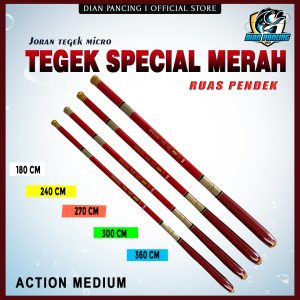 Joran Tegek Special Merah Ruas Pendek 180 240 270 300 & 360 Action Medium