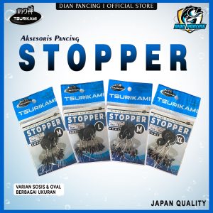 Stopper Pancing Tsurikami Oval dan Sosis warna hitam berbagai ukuran