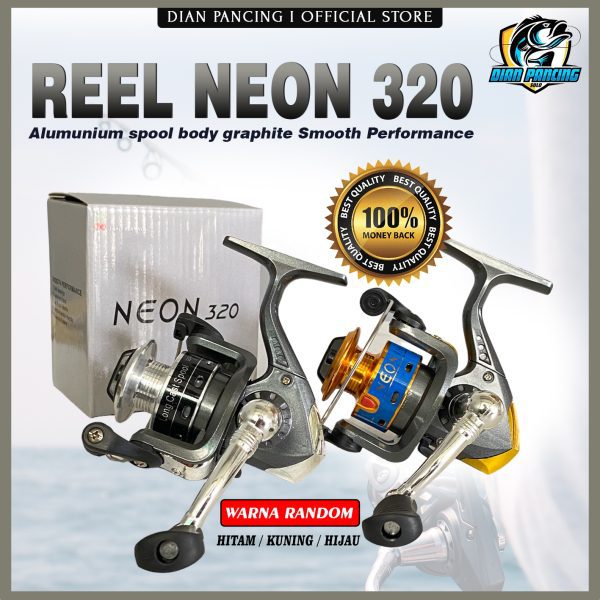 Reel Spinning Neon 320 Alumunium spool body graphite Smooth Performance Long Cast Spool - Gambar 9