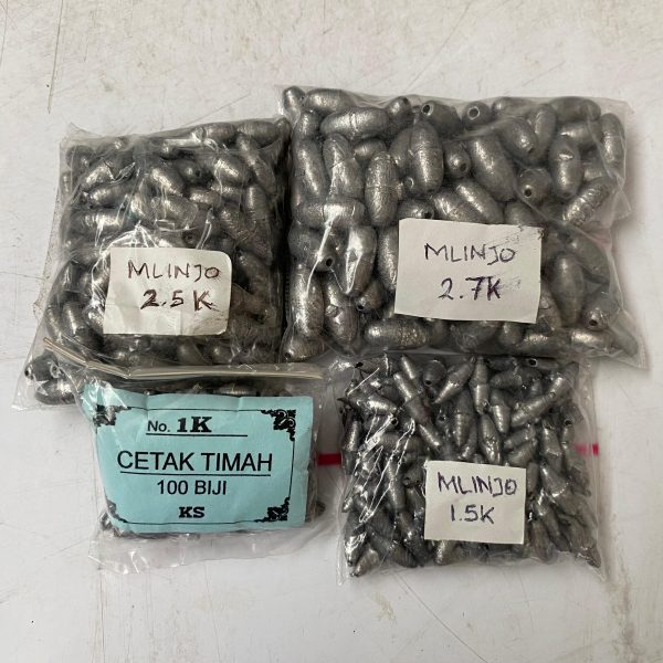 Timah Pancing Melinjo isi 100 Murah untuk pemberat alat pancing - Gambar 3