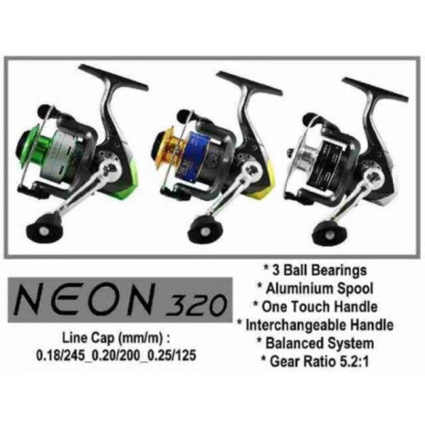Reel Spinning Neon 320 Alumunium spool body graphite Smooth Performance Long Cast Spool - Gambar 7