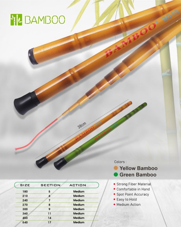 Joran Tegek Bamboo Ruas Pendek Joran Pancing Fiber Spek Medium - Gambar 2