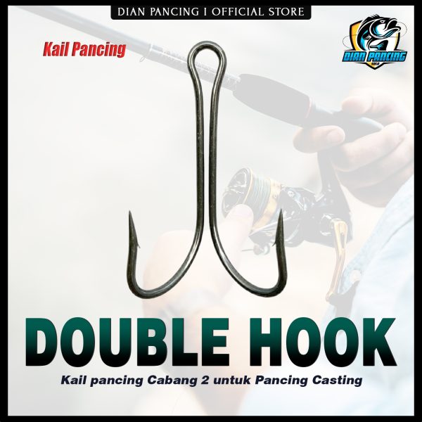 Kail Double Hook Mata Kail Pancing Bahan Carbon Steel