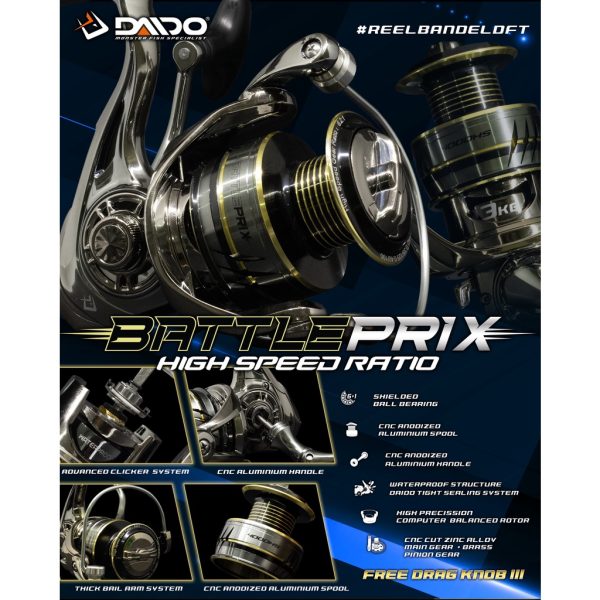 REEL DAIDO BATTLE PRIX 7 BEARING ALUMUNIUM SPOOL 1000 SAMPAI 6000 - Gambar 4