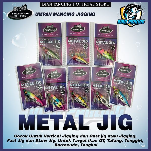 Umpan Metal Jig Tsurikami berat 10 gram dan 15 gram untuk mancing casting Jigging