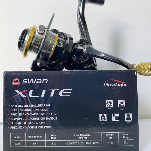 Reel Mini Swan Xlite 800 Power Handle / Super Light Material / Anti Reverse System - Gambar 11