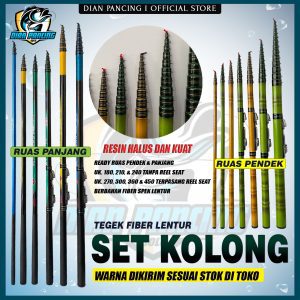 Joran Tegek Set Kolong Tegek Murah dengan Bahan Fiber Lentur Ruas Panjang dan Pendek