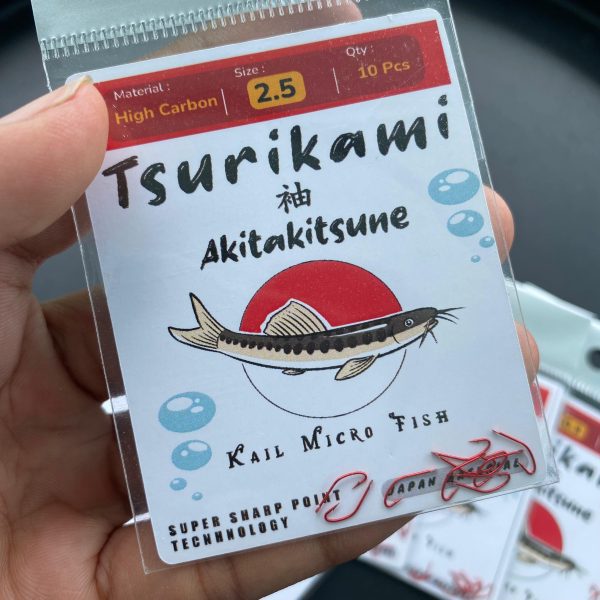 Kail Pancing Tsurikami Akitakitsune Tanpa Lubang Senar Kail Micro Fish Tajam dan kuat isi 10pcs - Gambar 3