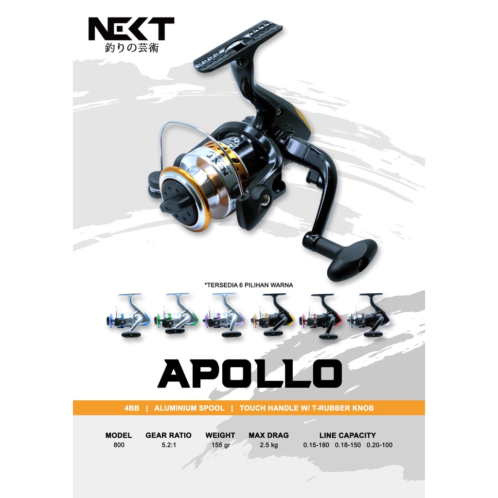 Reel Pancing Spinning Next Apollo 800 Allumunium Spool 4BB - Berat 155 gr