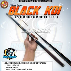 Joran Pancing Tegek Haizhen  Black Koi Action Medium Lentur Material Carbon Ros Panjang