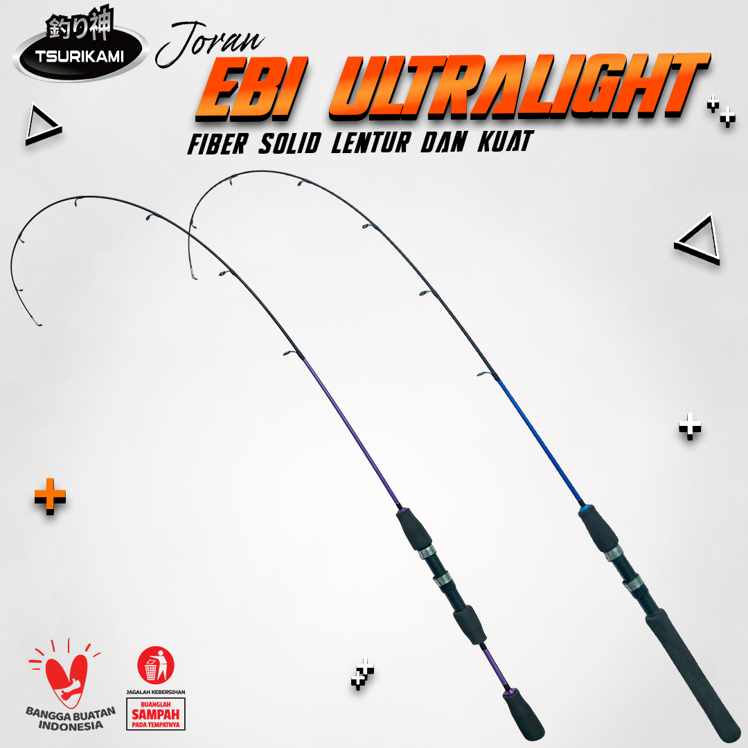 Joran Tsurikami EBI Ultralight 120-135cm Fiber Solid 2-6lb Warna Dikirim Random Cocok Untuk Udang