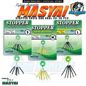 Stopper Pancing Masyai Oval dan Sosis isi 30pcs harga murah ready ukuran SS sampai LL Umpan Mancing Joran