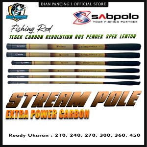 Joran tegek Sabpolo Stream Pole Extra Power Carbon Spek Lentur Ros Pendek