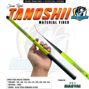 MASYAI Joran Tegek TANOSHII Ros Pendek Bahan Fiber Lentur Harga Murah Panjang 150-540cm Hijau Toska Kombinasi Hitam