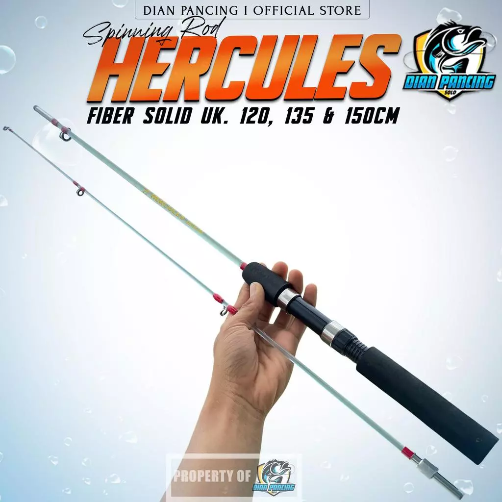 Joran Spinning WSY Hercules Medium Action Fiber Solid Transparant Sambung 2 Panjang 120cm, 135cm dan 150cm