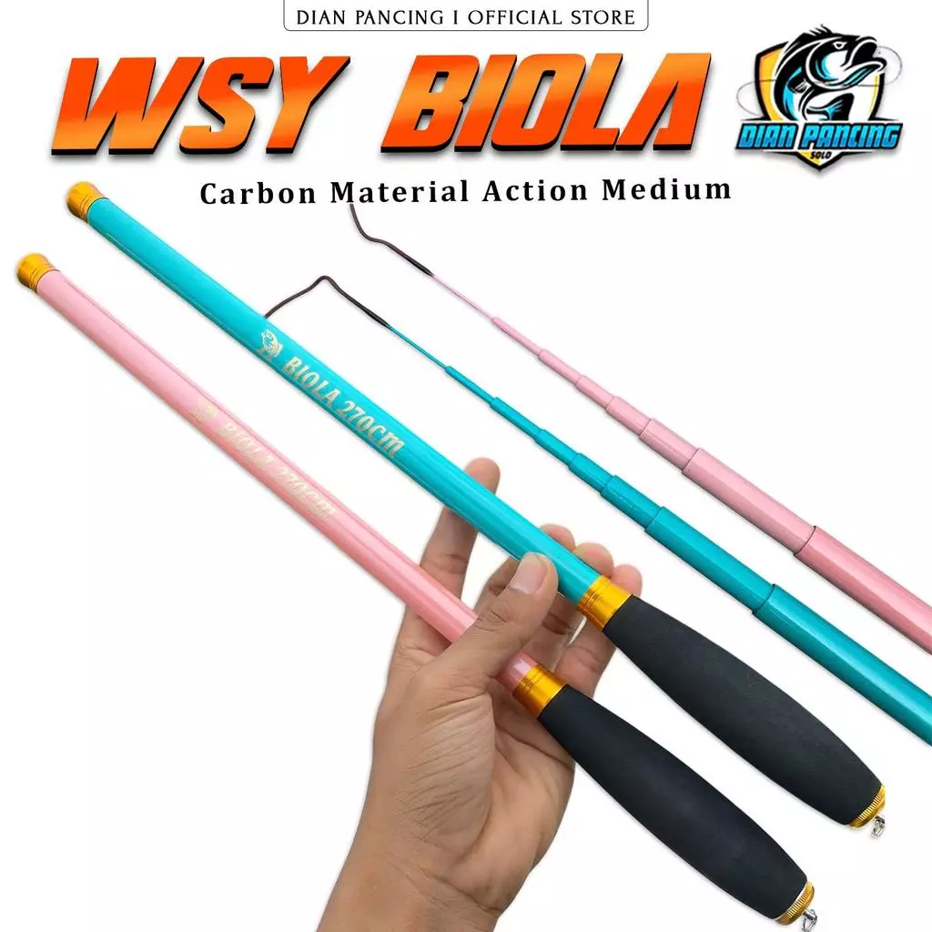 Tegek CARBON BIOLA Fishing Rod Handel Spon Eva Ros Pendek Medium Action