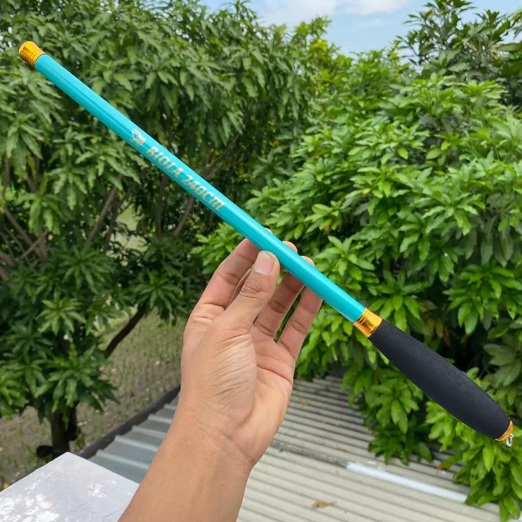 Tegek CARBON BIOLA Fishing Rod Handel Spon Eva Ros Pendek Medium Action - Gambar 7
